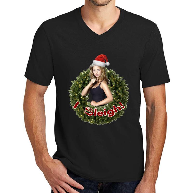 A Very Buffy Christmas Unisex V-Neck T-Shirt Men Black