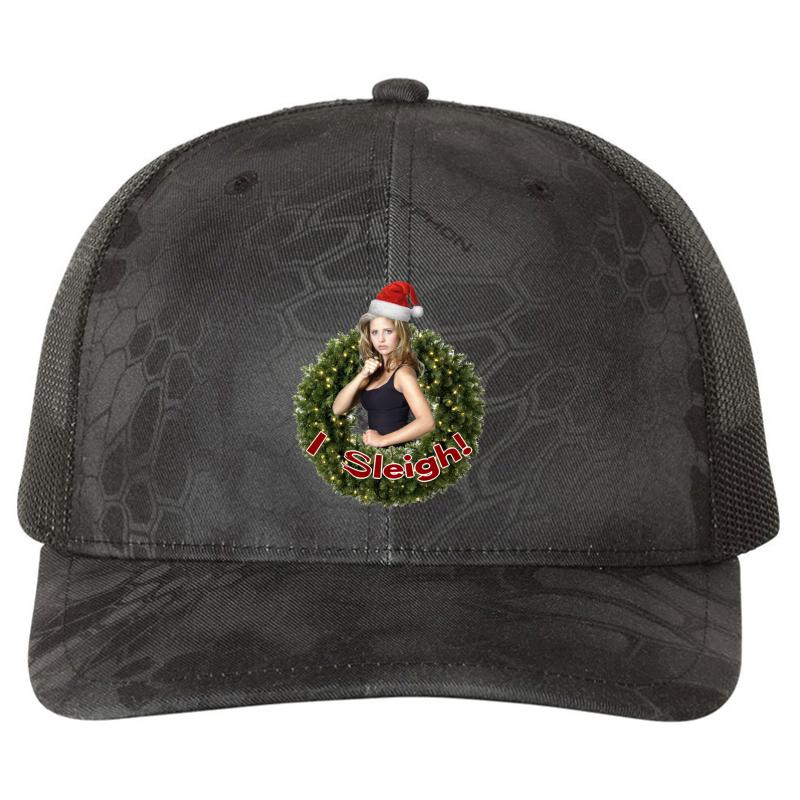 A Very Buffy Christmas Richardson Premium Trucker Snapback Cap  Kryptek Typhon Black