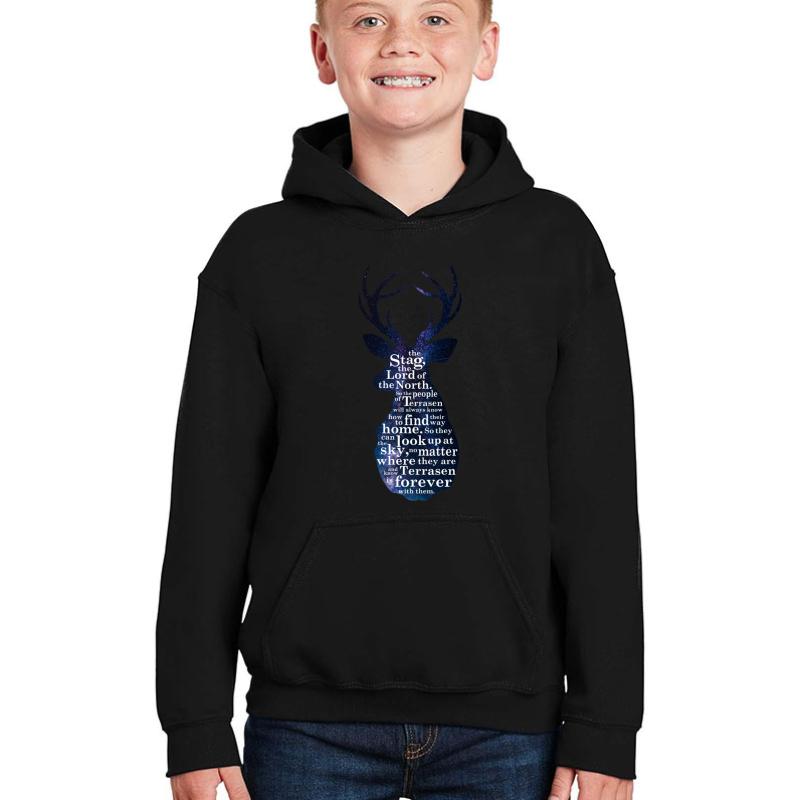 Throne Of Glass - The Stag The Lord Of The North Youth Hooded Sweatshirt Boy Black