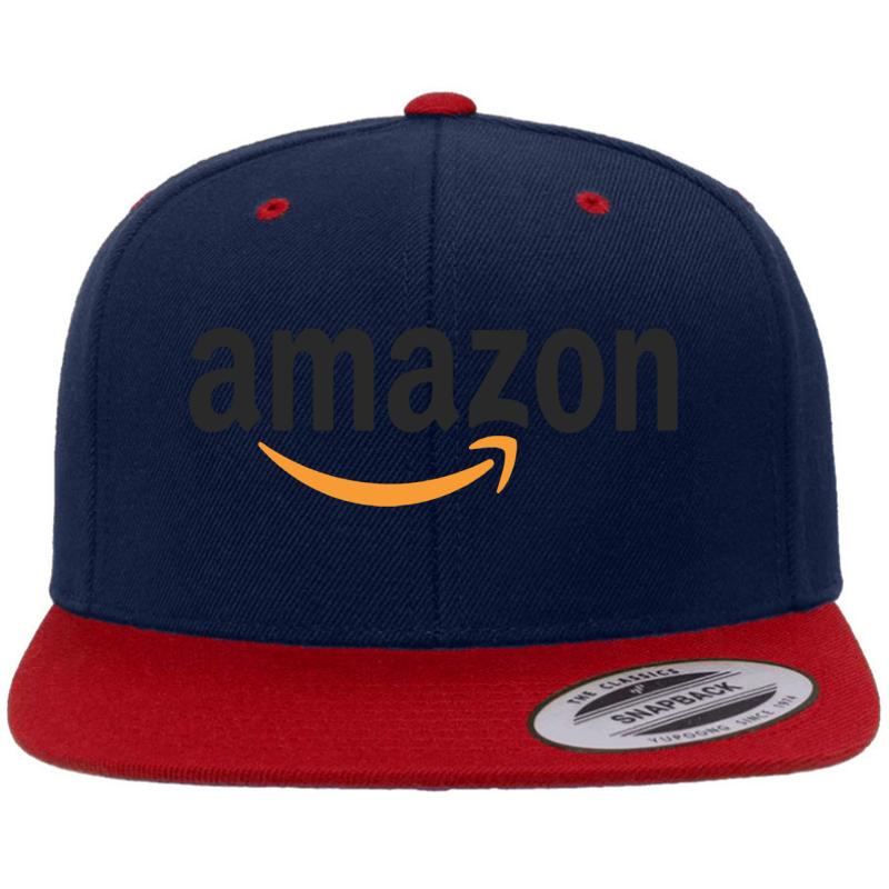 Amazon Logo Premium Flat Bill Snapback Cap  Navy