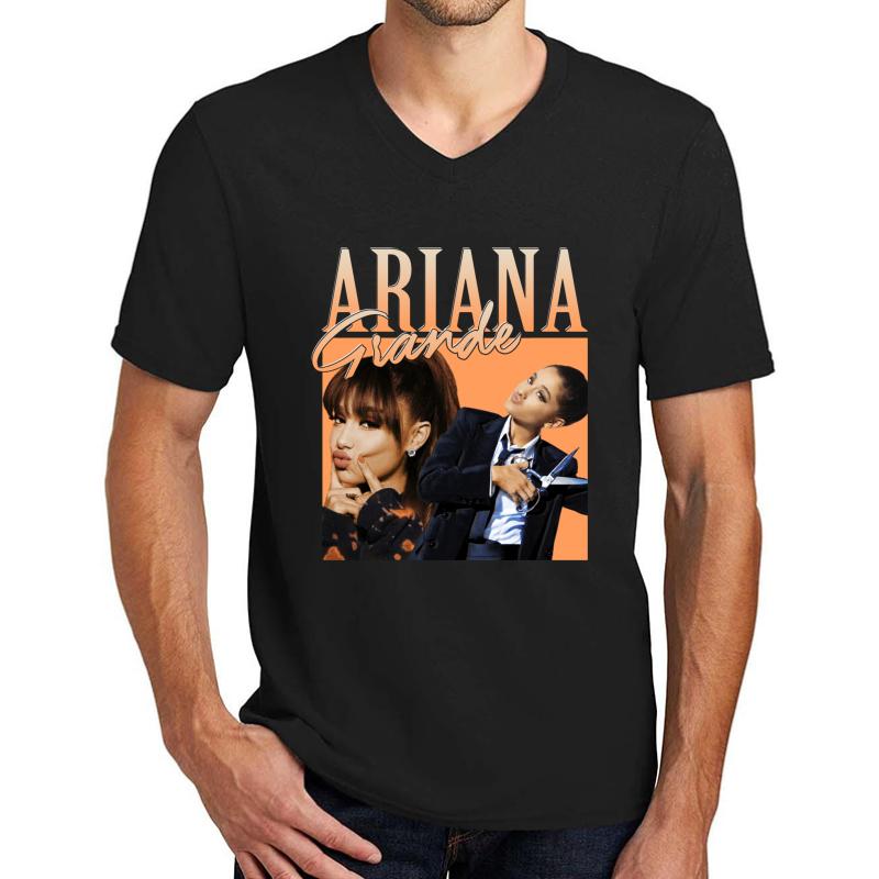 Ariana Grande Vintage 90'S Design Unisex V-Neck T-Shirt Men Black