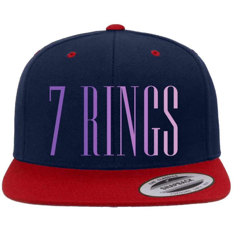 7 Rings - Ariana Grande Premium Flat Bill Snapback Cap  Navy