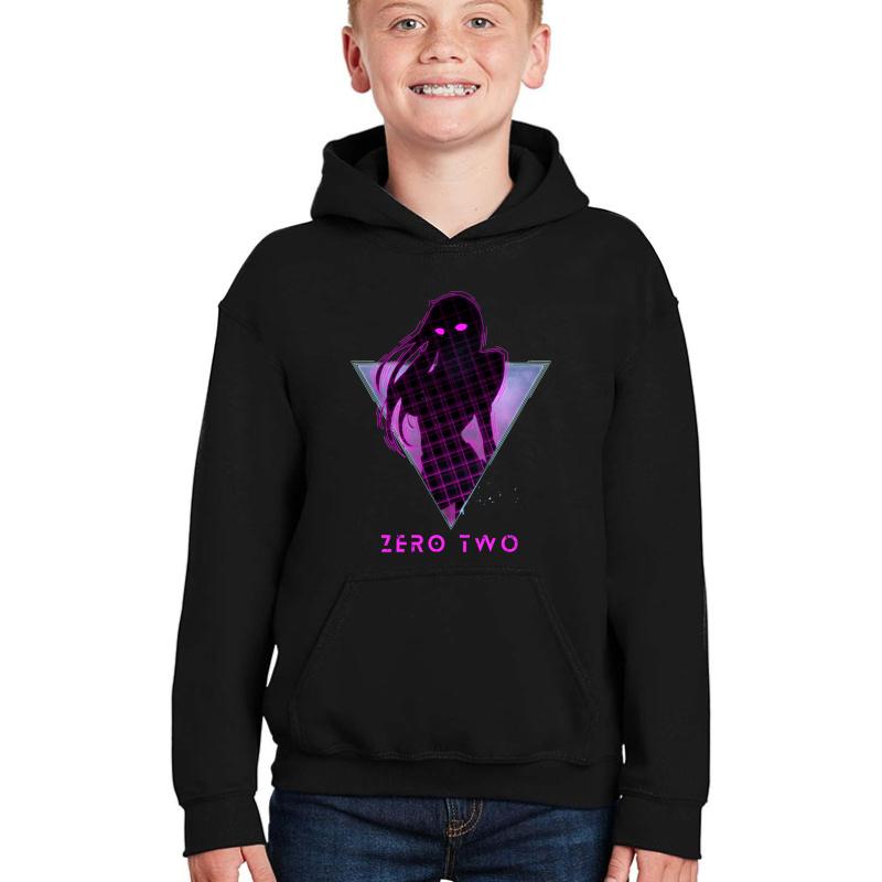 Zero Two - Future 80S Anime Darling In The Franxx Youth Hooded Sweatshirt Boy Black