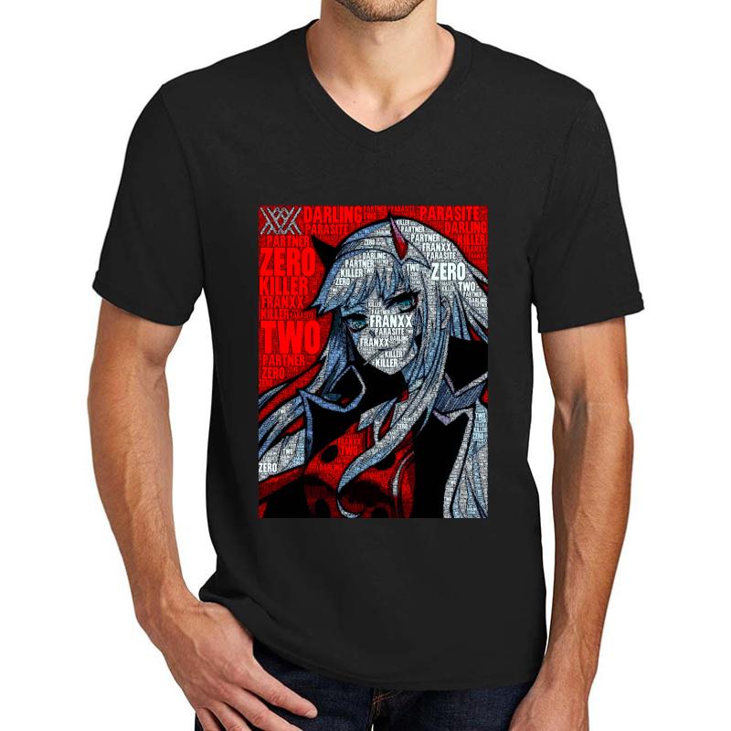 Zero Two 002 - Darling In The Franxx Unisex V-Neck T-Shirt Men Black