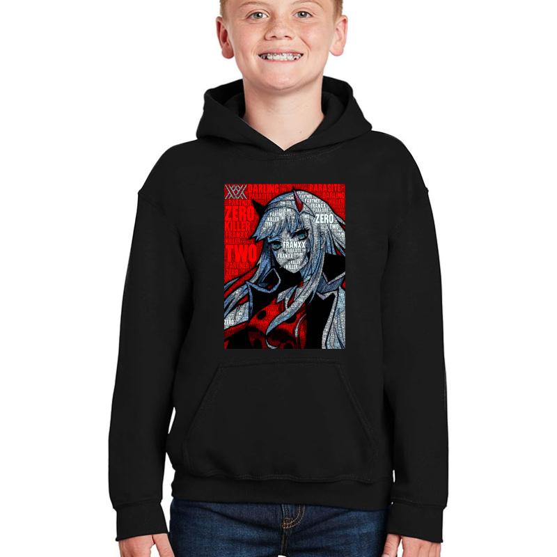 Zero Two 002 - Darling In The Franxx Youth Hooded Sweatshirt Boy Black