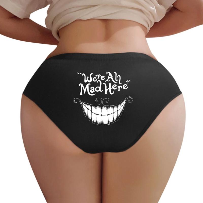 Were All Mad Here White Women Underwear Panties Women Black