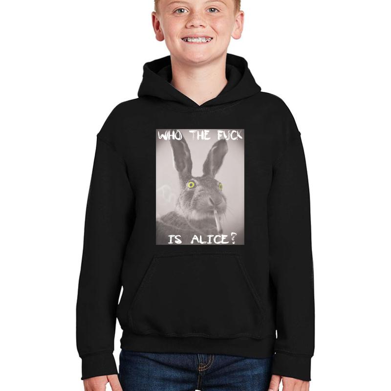 Who The F Ck Is Alice? Youth Hooded Sweatshirt Boy Black