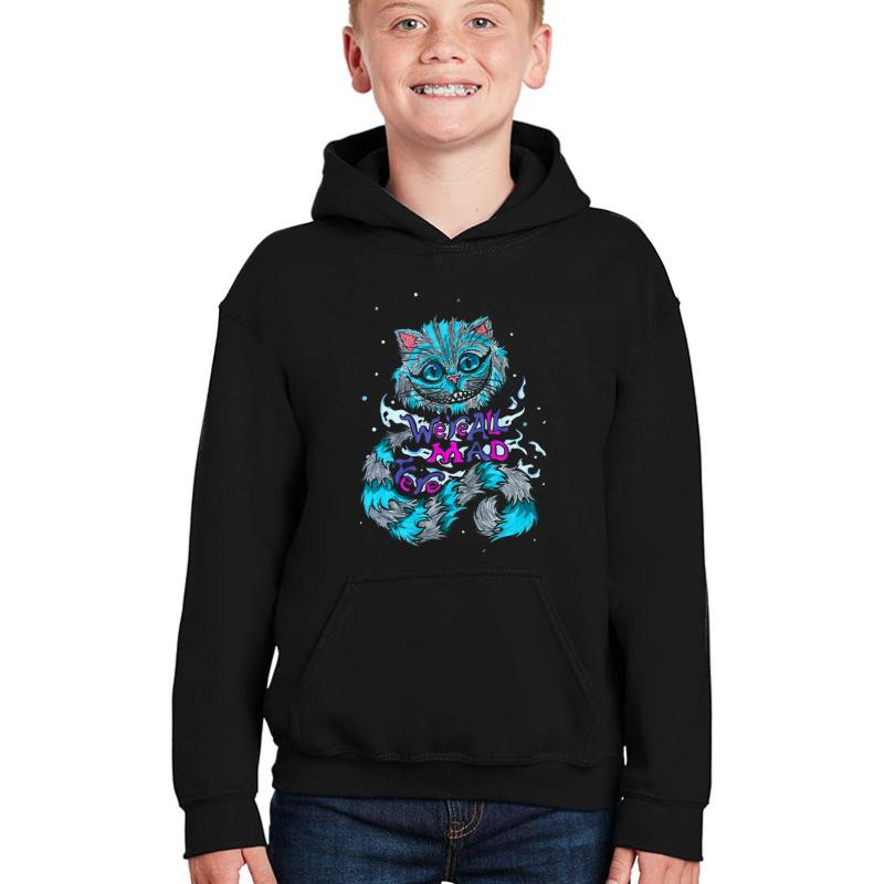 We're All Mad Here Youth Hooded Sweatshirt Boy Black