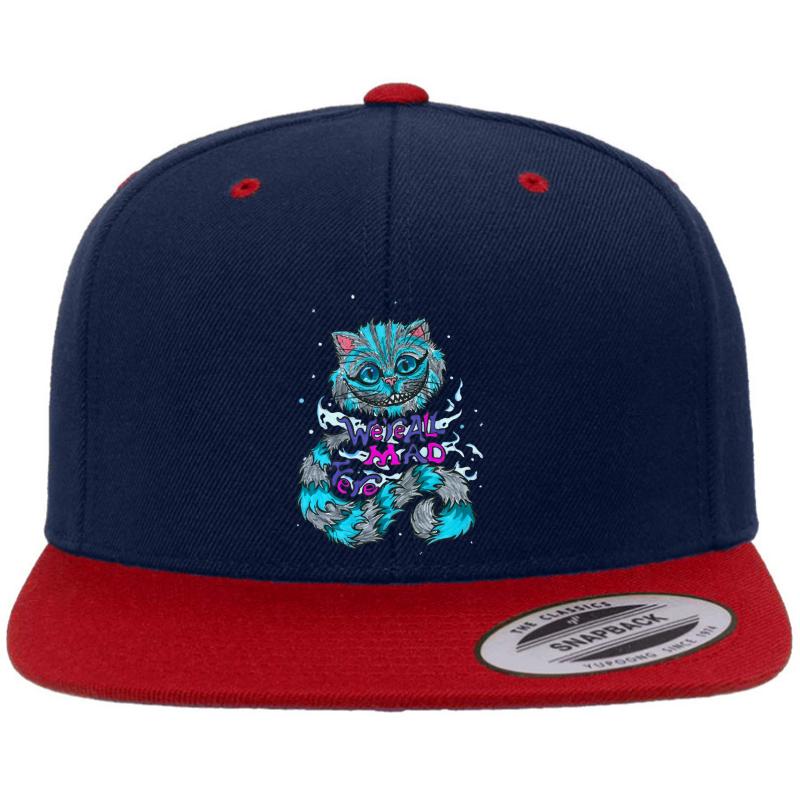 We're All Mad Here Premium Flat Bill Snapback Cap  Navy