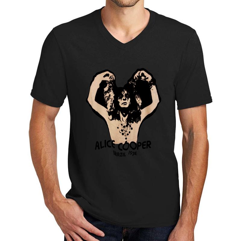 Alice Cooper Brazil 1974 Unisex V-Neck T-Shirt Men Black