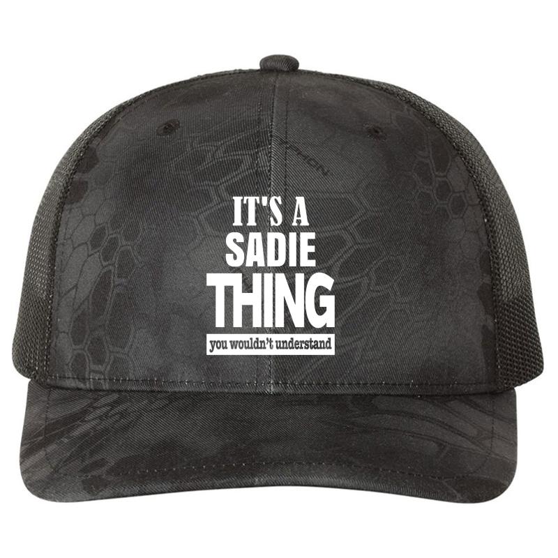 A Sadie Thing You Wouldn't Understand Richardson Premium Trucker Snapback Cap  Kryptek Typhon Black