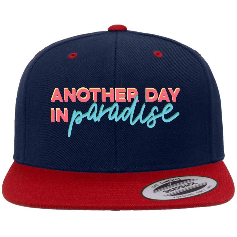 Another Day In Paradise Premium Flat Bill Snapback Cap  Navy