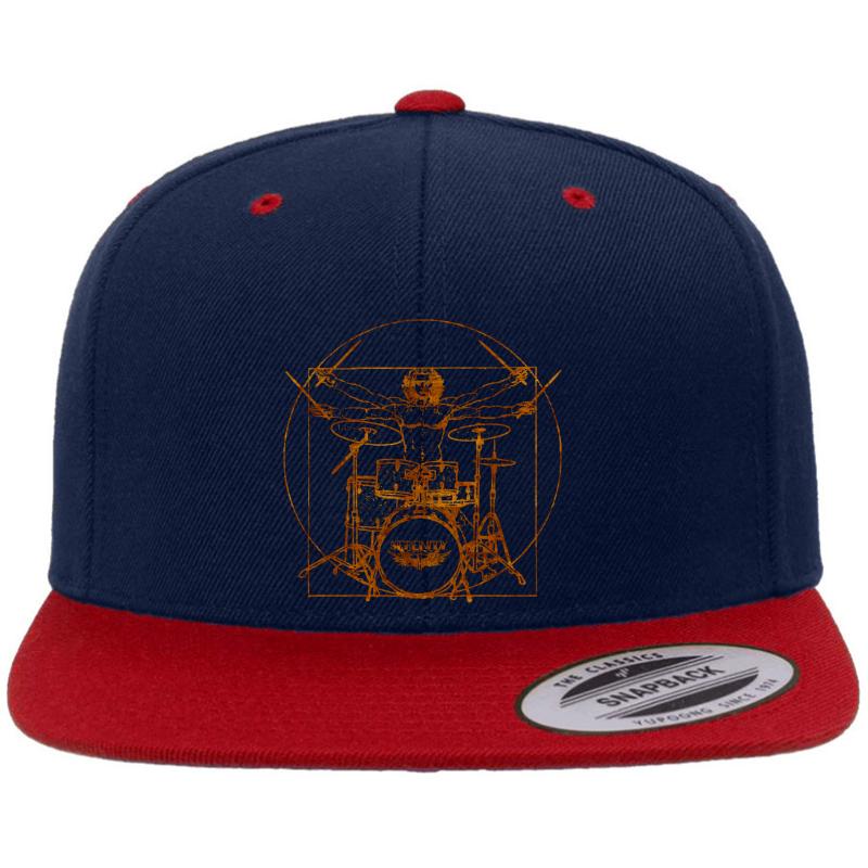 Vitruvian Drummer Man Premium Flat Bill Snapback Cap  Navy