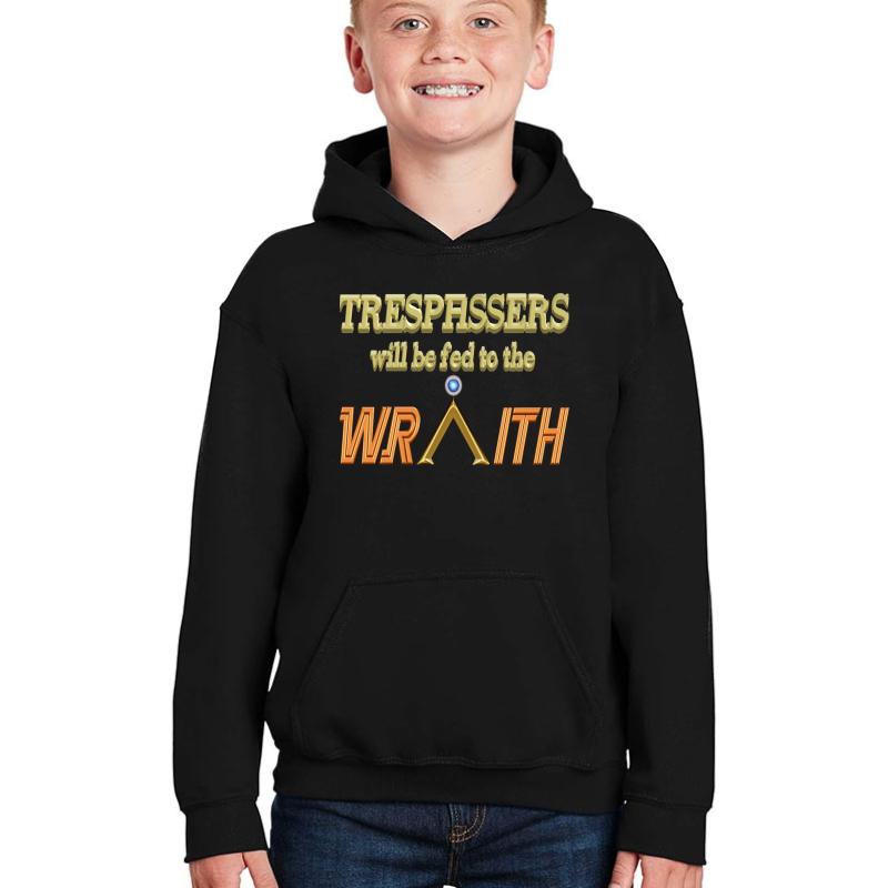 Trespassers Will Be Fed To The Wraith - Dark Backgrounds Youth Hooded Sweatshirt Boy Black