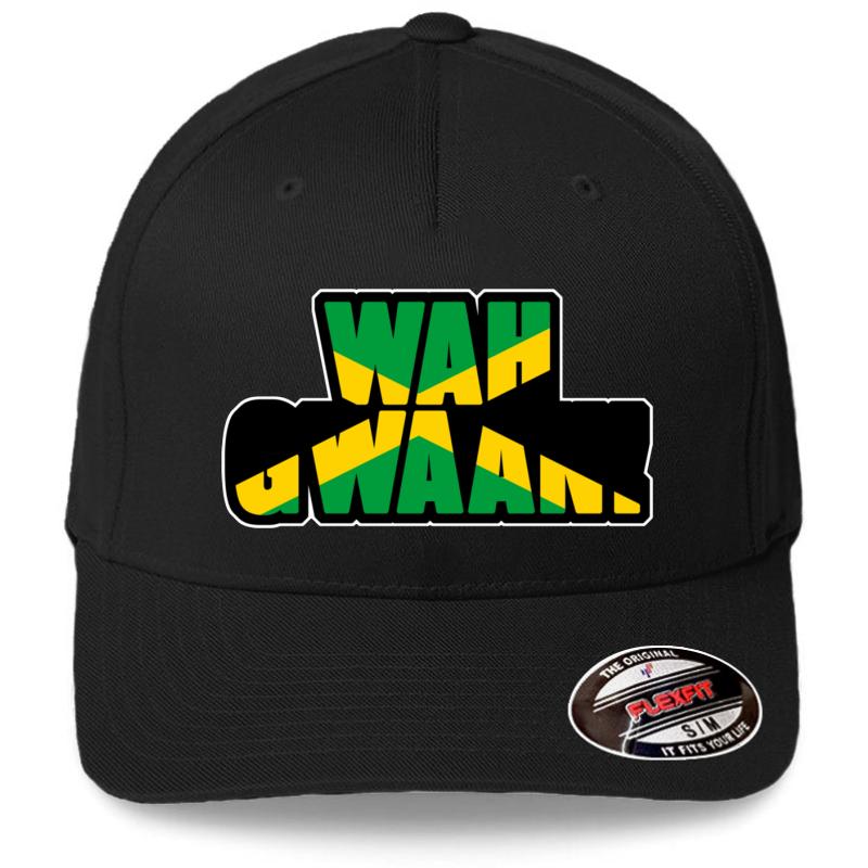 Wah Gwaan Shirt - Whats Up Whats Going On Gift Flexfit Baseball Cap  Black