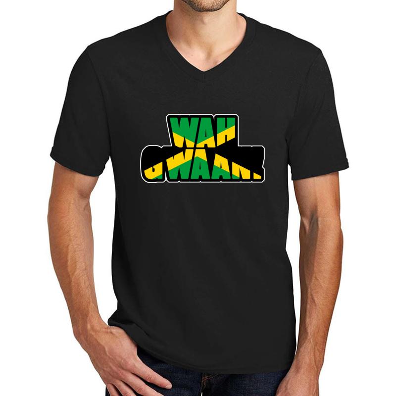 Wah Gwaan Shirt - Whats Up Whats Going On Gift Unisex V-Neck T-Shirt Men Black