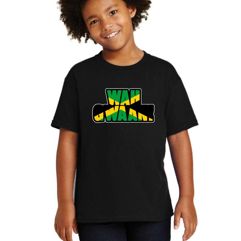 Wah Gwaan Shirt - Whats Up Whats Going On Gift Youth T-Shirt Boy Black