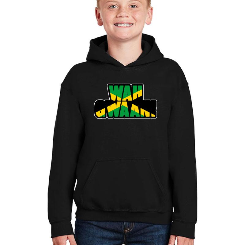 Wah Gwaan Shirt - Whats Up Whats Going On Gift Youth Hooded Sweatshirt Boy Black