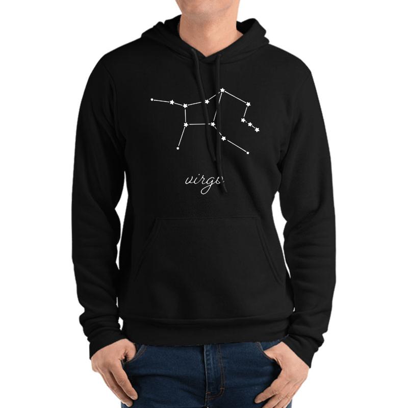 Virgo Zodiac Star Constellation Aug 23 _ Sep 22  Unisex Hooded Sweatshirt Men Black