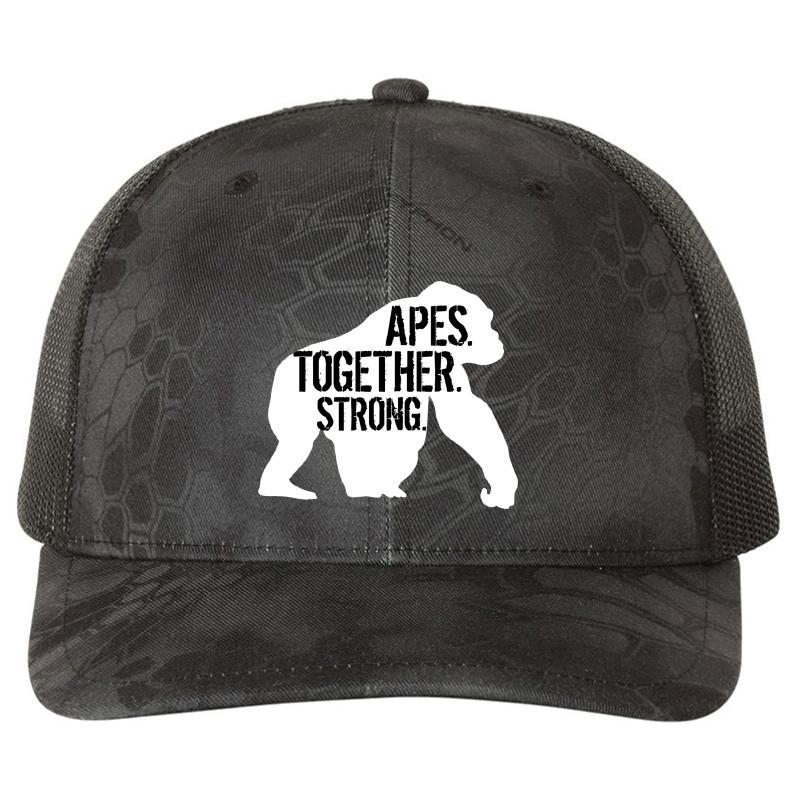 Apes. Together. Strong. Richardson Premium Trucker Snapback Cap  Kryptek Typhon Black