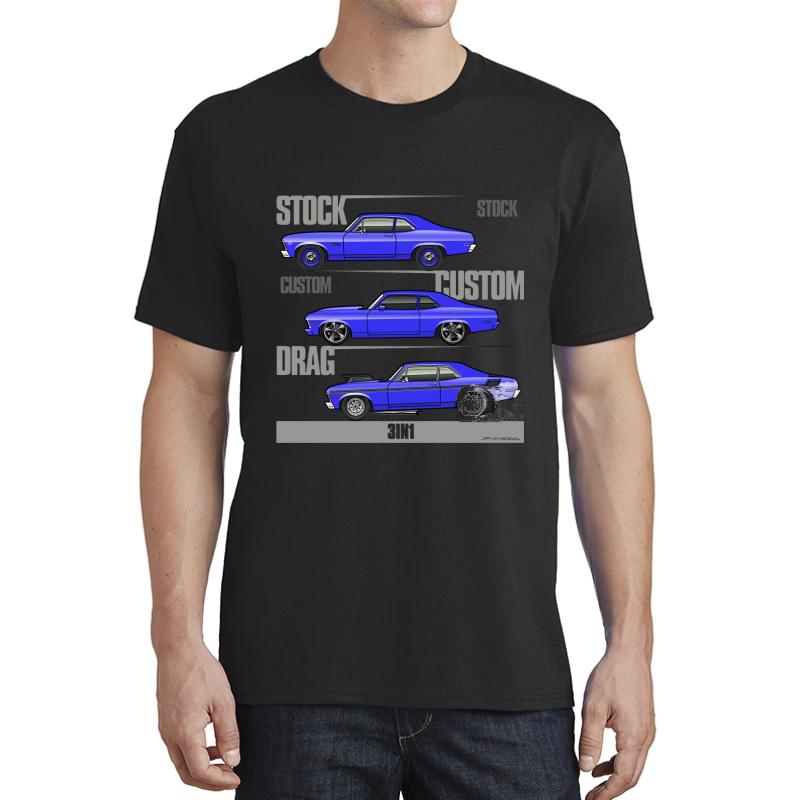 68-72 3 In 1 Chevy Nova Unisex T-Shirt Men Black