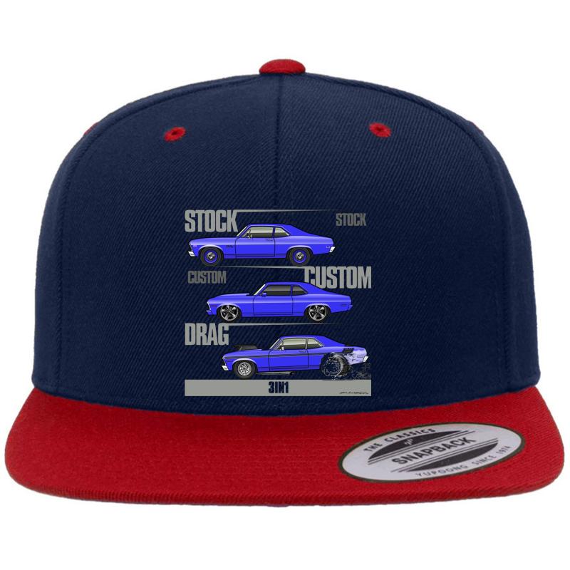 68-72 3 In 1 Chevy Nova Premium Flat Bill Snapback Cap  Navy