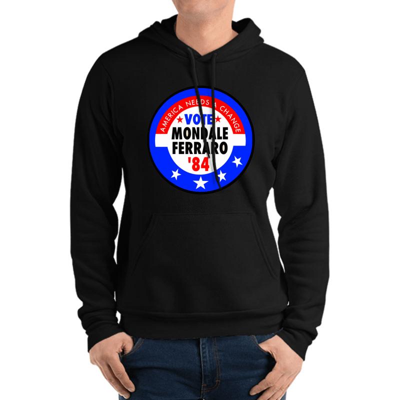 Walter Mondale And Geraldine Ferraro Campaign Button Unisex Hooded Sweatshirt Men Black