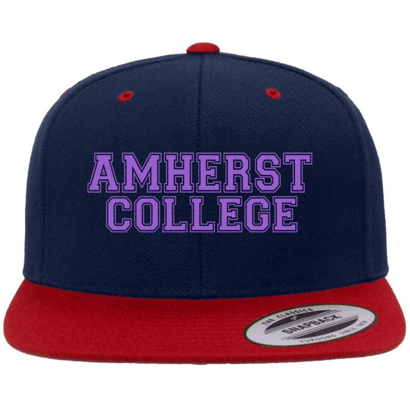 Amherst College Premium Flat Bill Snapback Cap  Navy