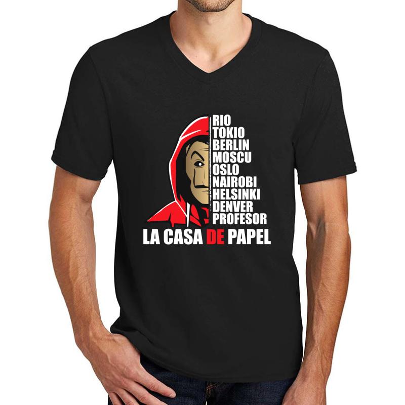 Actors Of The Papel Casa - Actor Lacasa Of Papel - The Tv Series Balck Unisex V-Neck T-Shirt Men Black