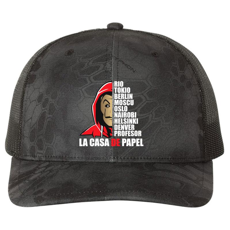 Actors Of The Papel Casa - Actor Lacasa Of Papel - The Tv Series Balck Richardson Premium Trucker Snapback Cap  Kryptek Typhon Black