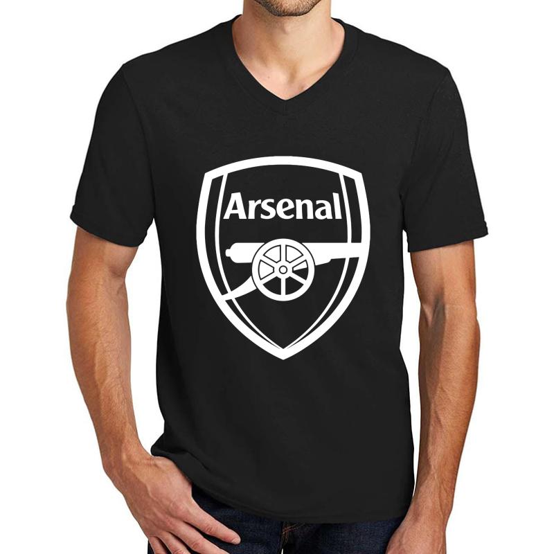 White Arsenal Logo Unisex V-Neck T-Shirt Men Black