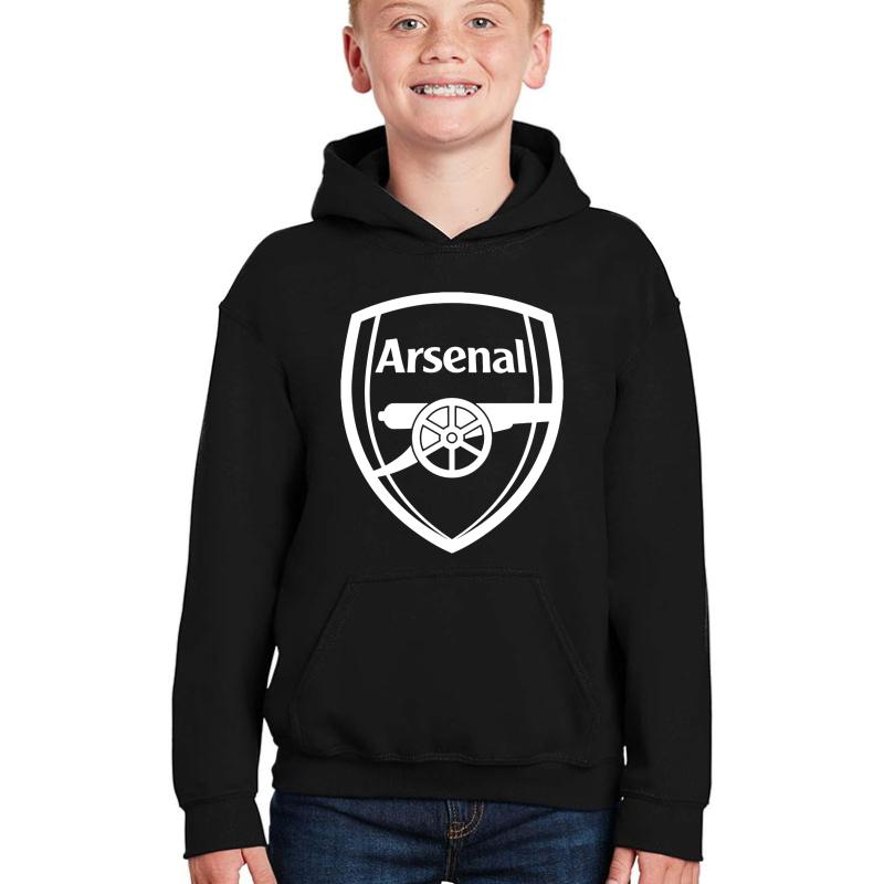 White Arsenal Logo Youth Hooded Sweatshirt Boy Black