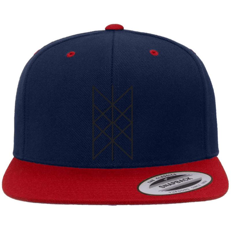 Web Of Wyrd - Weaving Of Norse Fates Dark  Premium Flat Bill Snapback Cap  Navy