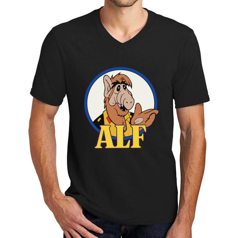 Alf Tv Show 80S 1980S Alien Comedy Sitcom Unisex V-Neck T-Shirt Men Black