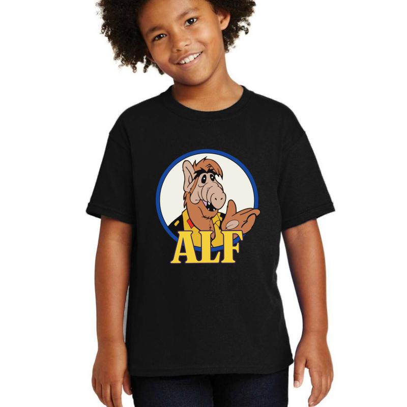 Alf Tv Show 80S 1980S Alien Comedy Sitcom Youth T-Shirt Boy Black