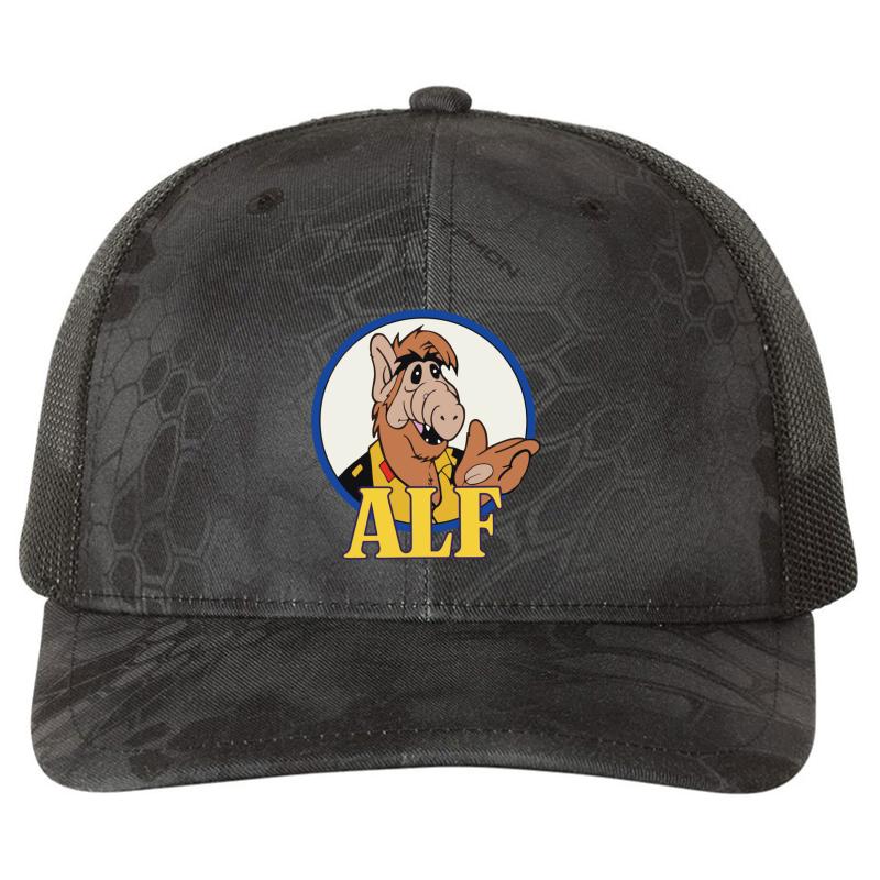 Alf Tv Show 80S 1980S Alien Comedy Sitcom Richardson Premium Trucker Snapback Cap  Kryptek Typhon Black