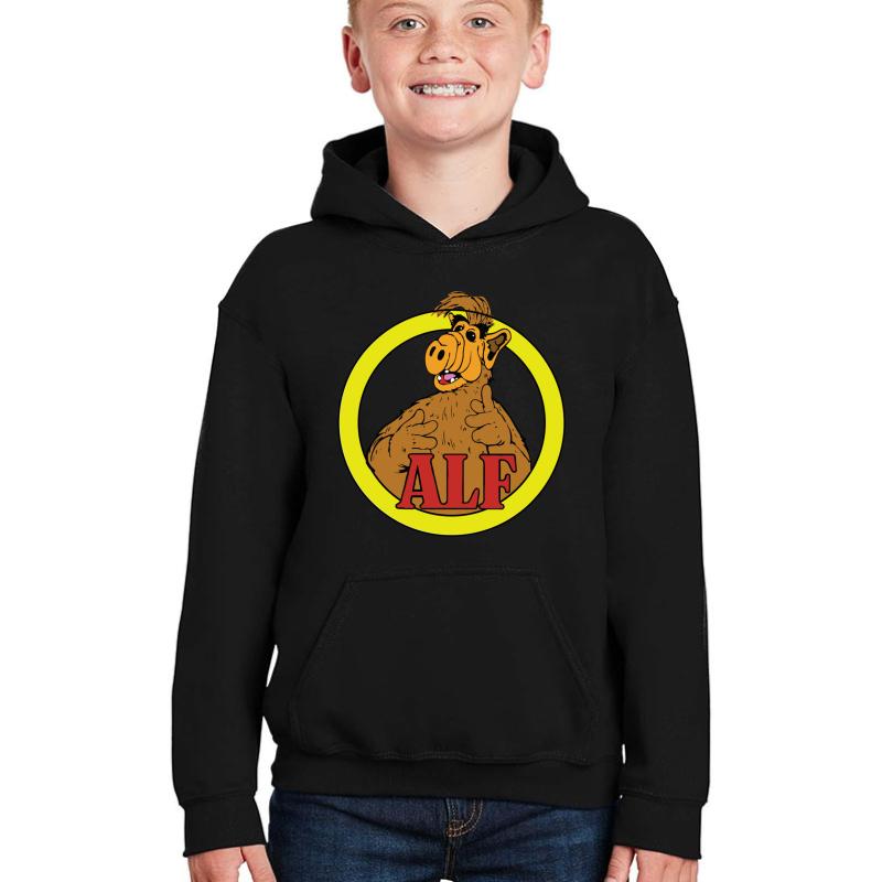 Alf Tv Show 80S 1980S Sitcom Comedy Youth Hooded Sweatshirt Boy Black