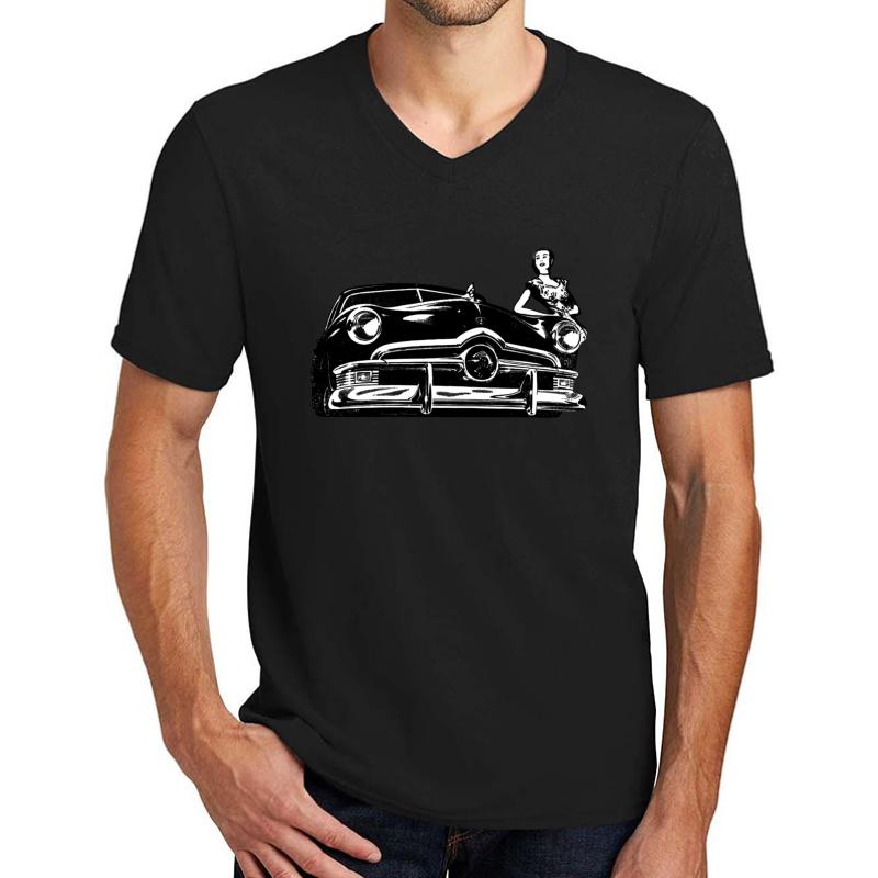 Vintage Ford Unisex V-Neck T-Shirt Men Black