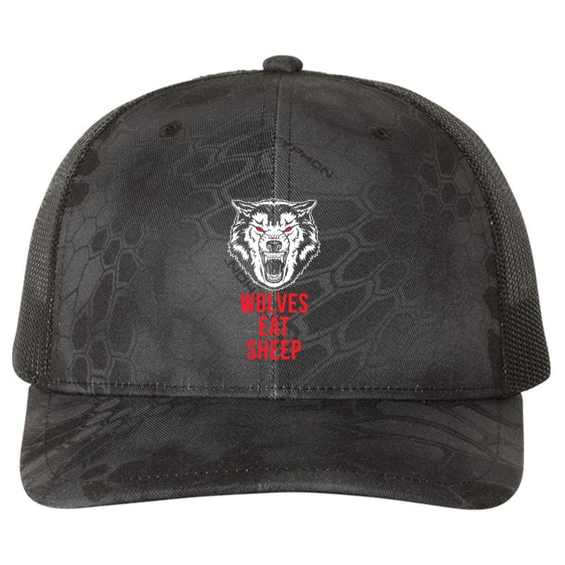 Wolves Eat Sheep Richardson Premium Trucker Snapback Cap  Kryptek Typhon Black