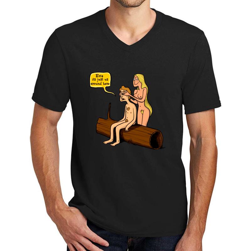 Adam And Eve Unisex V-Neck T-Shirt Men Black