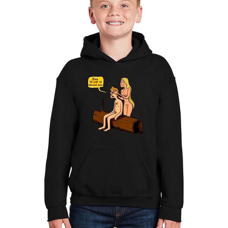 Adam And Eve Youth Hooded Sweatshirt Boy Black