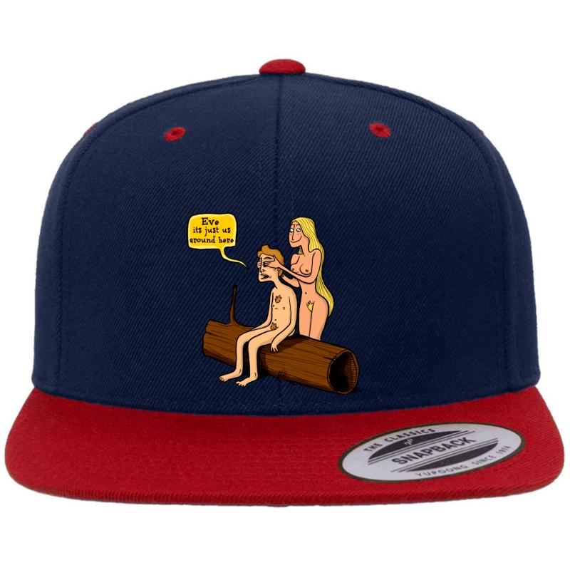 Adam And Eve Premium Flat Bill Snapback Cap  Navy