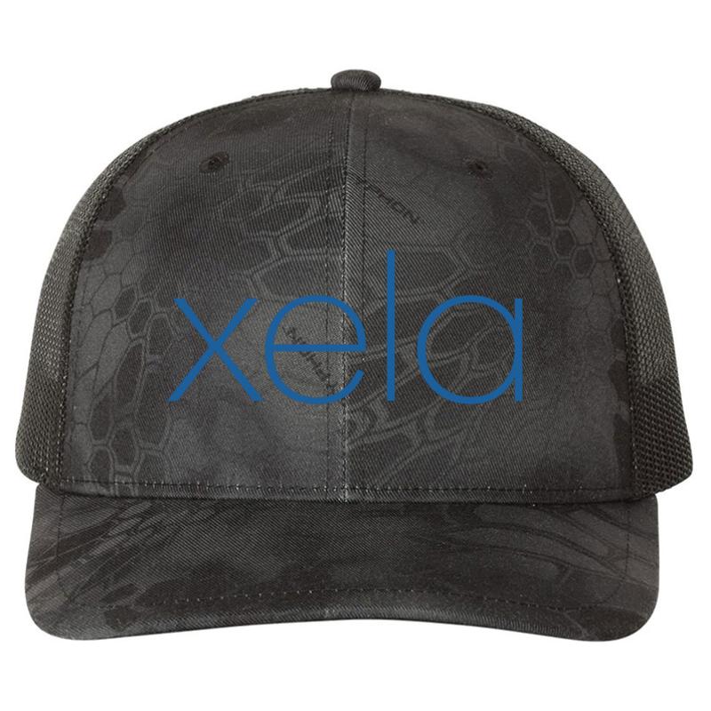 Xela Alex Happy Endings Richardson Premium Trucker Snapback Cap  Kryptek Typhon Black