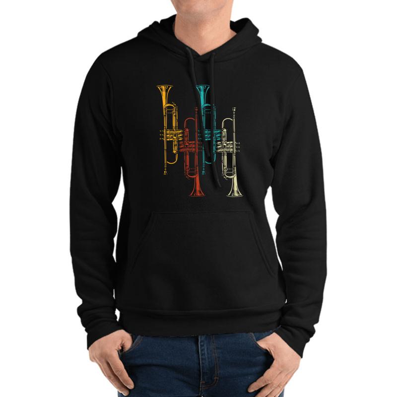 Trumpet Instrument Unisex Hooded Sweatshirt Men Black