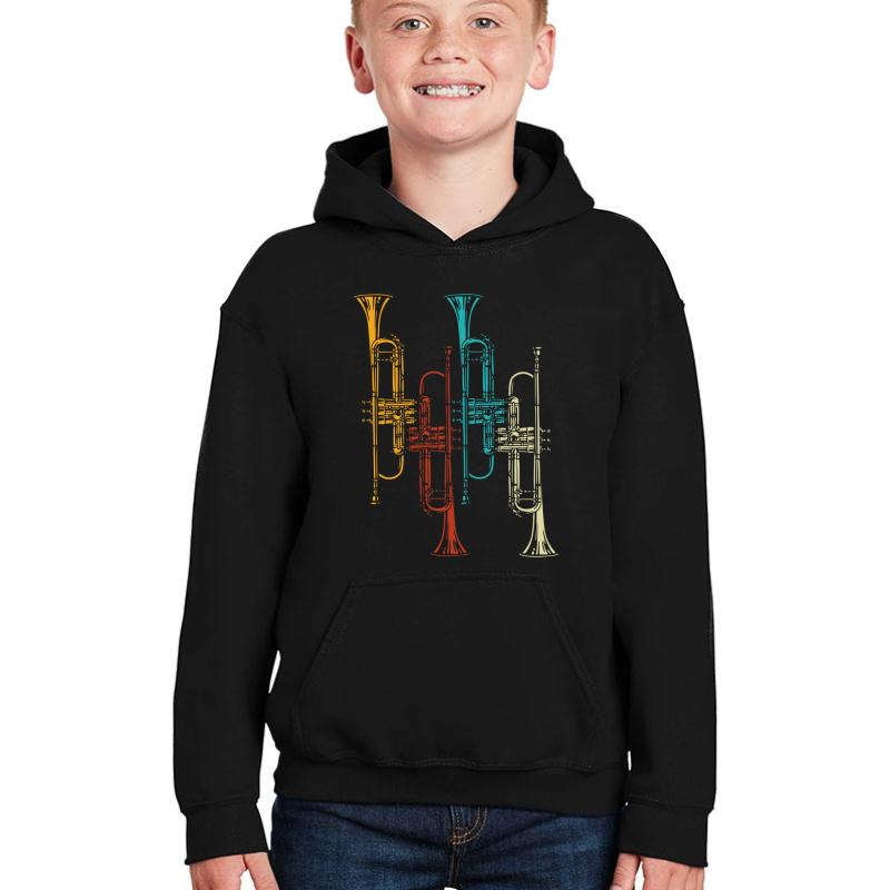 Trumpet Instrument Youth Hooded Sweatshirt Boy Black