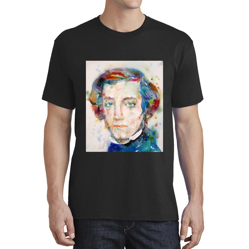 Alexis De Tocqueville - Watercolor Portrait Unisex T-Shirt Men Black