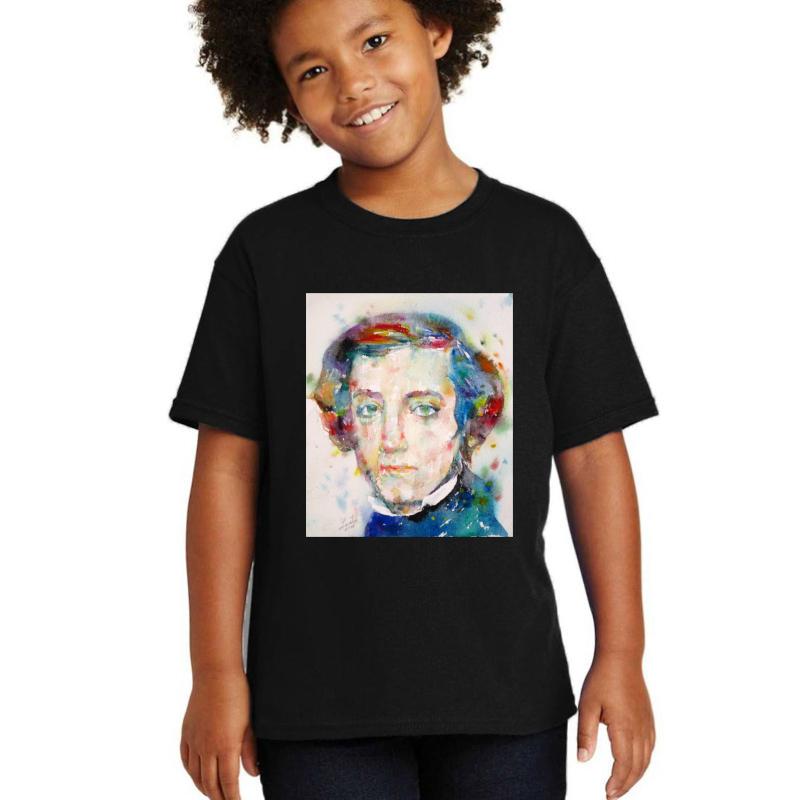 Alexis De Tocqueville - Watercolor Portrait Youth T-Shirt Boy Black