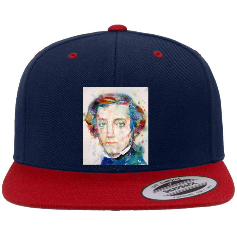 Alexis De Tocqueville - Watercolor Portrait Premium Flat Bill Snapback Cap  Navy