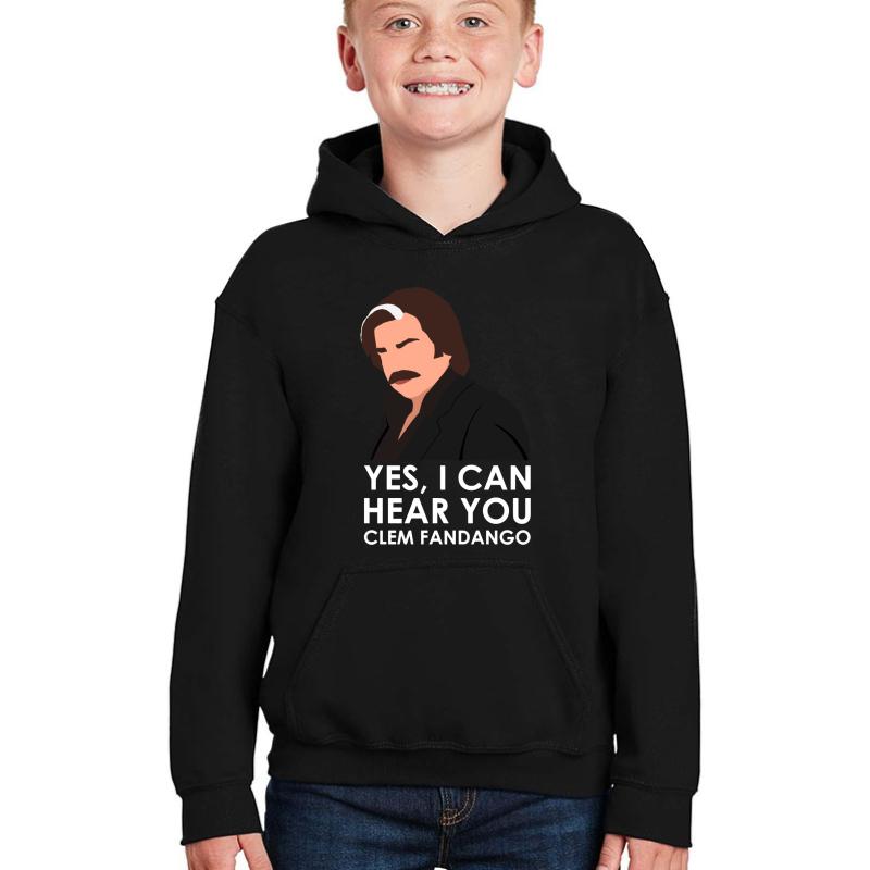 Yes I Can Hear You Clem Fandango. Youth Hooded Sweatshirt Boy Black