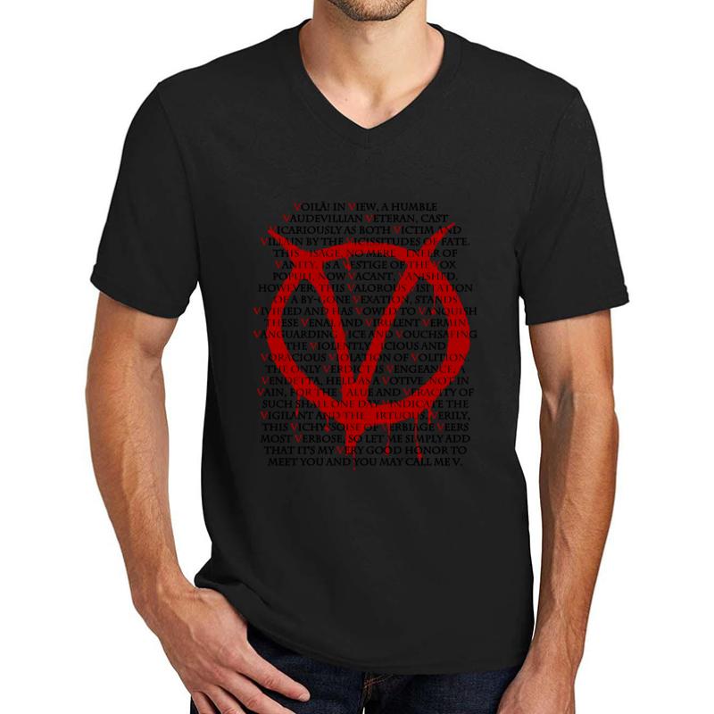 V For Vendetta Unisex V-Neck T-Shirt Men Black